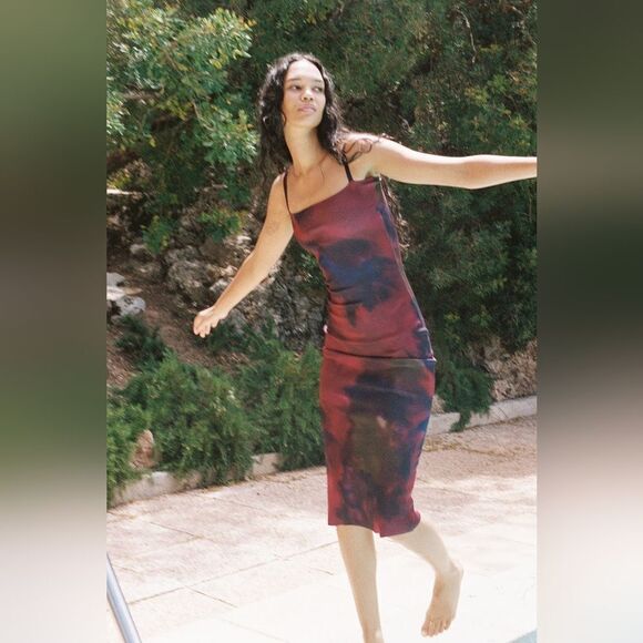 ZARA KNIT TIE DYE DRESS red multicolored - Picture 11 of 16